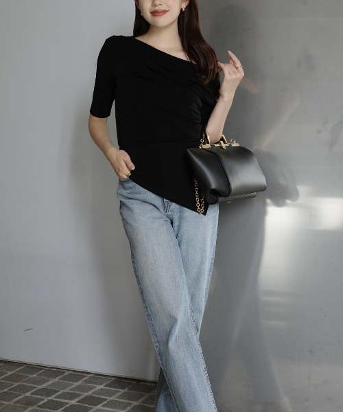 アセテートドレープカットトップス（Tシャツ/カットソー