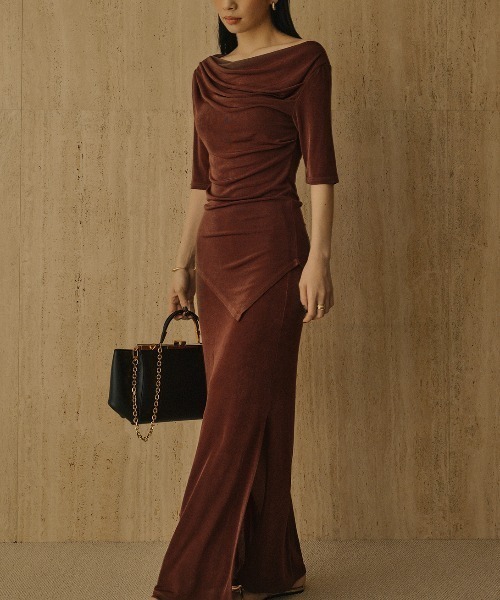 アセテートドレープカットトップス（Tシャツ/カットソー