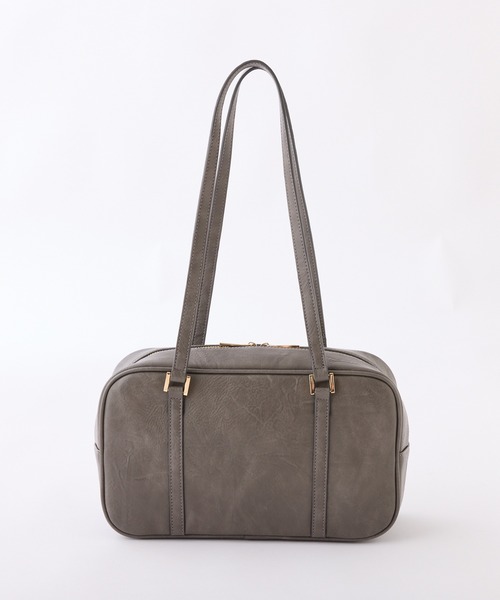 one after another NICE CLAUP（ワンアフターアナザーナイスクラップ）の「ミニバッグチャーム付きスクエアボストンバッグ（ボストンバッグ・レディース・ピンク/ブラウン/アイボリー/チャコールグレー・FREE）」の10枚目の写真