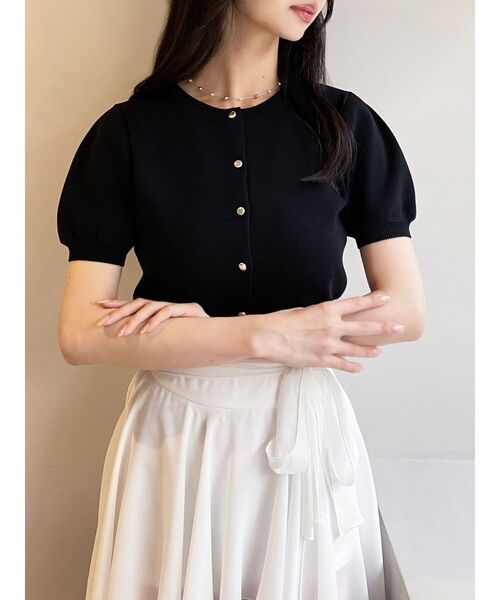 RESEXXY（リゼクシー）の「クルーネックハーフスリーブニットカーデ（カーディガン/ボレロ・レディース・ブラウン/ブラック/その他1/ピンク・FREE）」の2枚目の写真