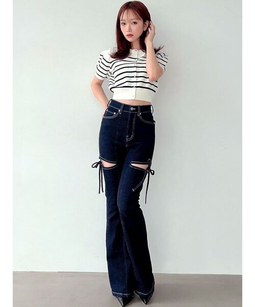 RESEXXY（リゼクシー）の「クルーネックハーフスリーブニットカーデ（カーディガン/ボレロ・レディース・ブラウン/ブラック/その他1/ピンク・FREE）」の5枚目の写真