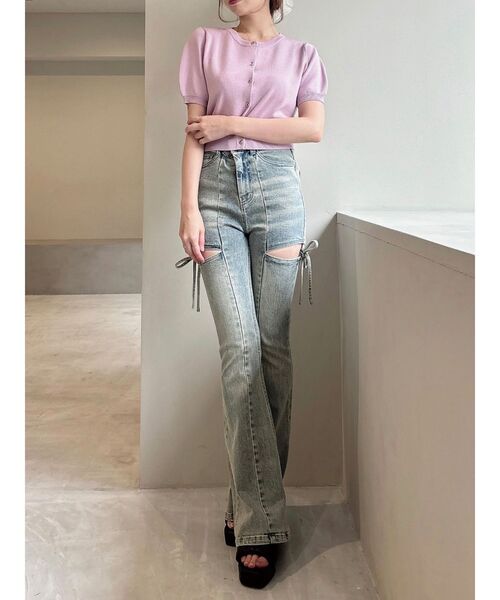 RESEXXY（リゼクシー）の「クルーネックハーフスリーブニットカーデ（カーディガン/ボレロ・レディース・ブラウン/ブラック/その他1/ピンク・FREE）」の8枚目の写真