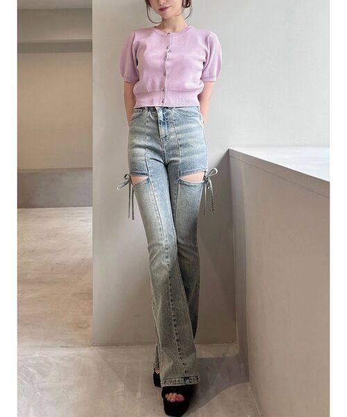 RESEXXY（リゼクシー）の「クルーネックハーフスリーブニットカーデ（カーディガン/ボレロ・レディース・ブラウン/ブラック/その他1/ピンク・FREE）」の9枚目の写真