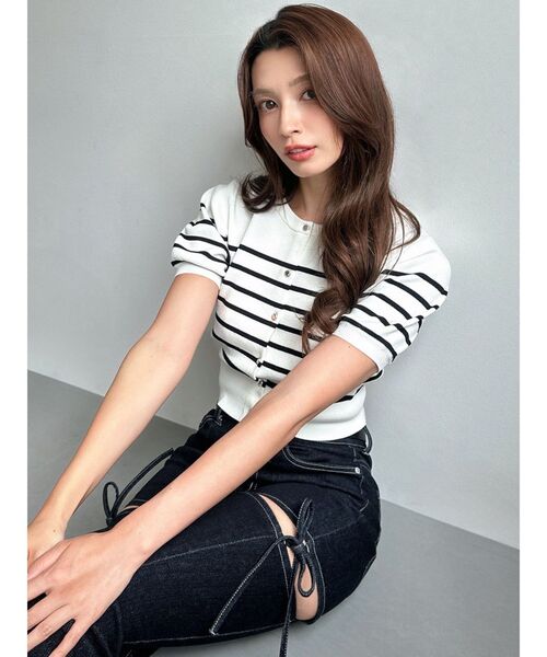 RESEXXY（リゼクシー）の「クルーネックハーフスリーブニットカーデ（カーディガン/ボレロ・レディース・ブラウン/ブラック/その他1/ピンク・FREE）」の20枚目の写真