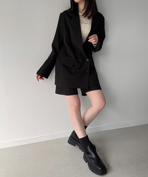 junoah(ジュノア)の「バックリボンテーラードジャケット+ショートパンツSET(セットアップ・レディース・チャコール/ダークブラウン/ブラック・SMALL/MEDIUM/LARGE)」の7枚目の写真