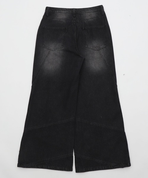 SHORT ROUND（ショートラウンド）の「SHORT ROUND/スウィッチングフレアデニムパンツ（デニムパンツ・メンズ・コバルトブルー/ブラック系3・LARGE/MEDIUM）」の5枚目の写真