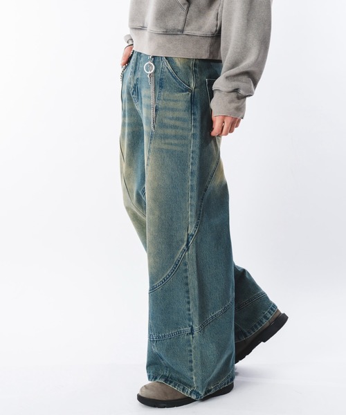 SHORT ROUND（ショートラウンド）の「SHORT ROUND/スウィッチングフレアデニムパンツ（デニムパンツ・メンズ・コバルトブルー/ブラック系3・LARGE/MEDIUM）」の15枚目の写真