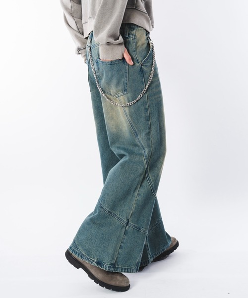 SHORT ROUND（ショートラウンド）の「SHORT ROUND/スウィッチングフレアデニムパンツ（デニムパンツ・メンズ・コバルトブルー/ブラック系3・LARGE/MEDIUM）」の16枚目の写真