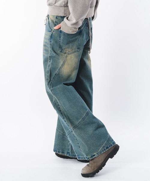 SHORT ROUND（ショートラウンド）の「SHORT ROUND/スウィッチングフレアデニムパンツ（デニムパンツ・メンズ・コバルトブルー/ブラック系3・LARGE/MEDIUM）」の17枚目の写真