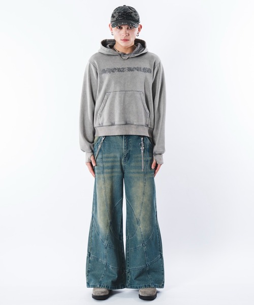 SHORT ROUND（ショートラウンド）の「SHORT ROUND/スウィッチングフレアデニムパンツ（デニムパンツ・メンズ・コバルトブルー/ブラック系3・LARGE/MEDIUM）」の18枚目の写真