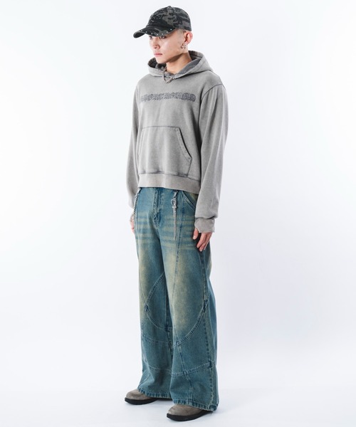 SHORT ROUND（ショートラウンド）の「SHORT ROUND/スウィッチングフレアデニムパンツ（デニムパンツ・メンズ・コバルトブルー/ブラック系3・LARGE/MEDIUM）」の19枚目の写真