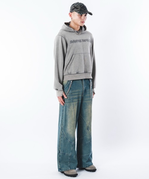 SHORT ROUND（ショートラウンド）の「SHORT ROUND/スウィッチングフレアデニムパンツ（デニムパンツ・メンズ・コバルトブルー/ブラック系3・LARGE/MEDIUM）」の21枚目の写真