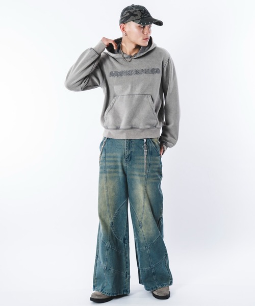 SHORT ROUND（ショートラウンド）の「SHORT ROUND/スウィッチングフレアデニムパンツ（デニムパンツ・メンズ・コバルトブルー/ブラック系3・LARGE/MEDIUM）」の22枚目の写真