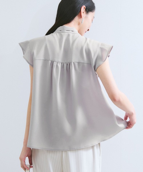 VIS(ビス)の「【WEB限定】【防シワ】フリルフレンチボウタイブラウス/通勤対応(シャツ/ブラウス・レディース・グレー系その他/ピンク/ネイビー・FREE)」の7枚目の写真