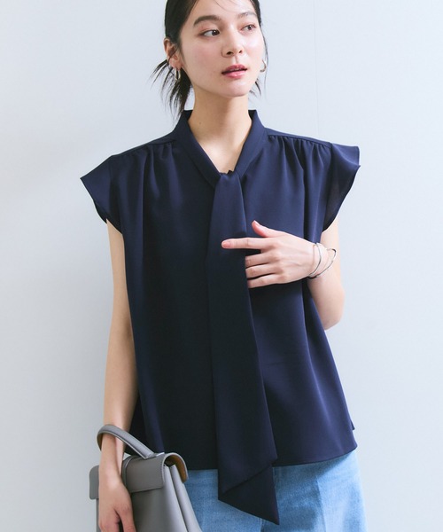 VIS(ビス)の「【WEB限定】【防シワ】フリルフレンチボウタイブラウス/通勤対応(シャツ/ブラウス・レディース・グレー系その他/ピンク/ネイビー・FREE)」の13枚目の写真