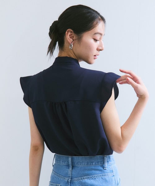 VIS(ビス)の「【WEB限定】【防シワ】フリルフレンチボウタイブラウス/通勤対応(シャツ/ブラウス・レディース・グレー系その他/ピンク/ネイビー・FREE)」の15枚目の写真