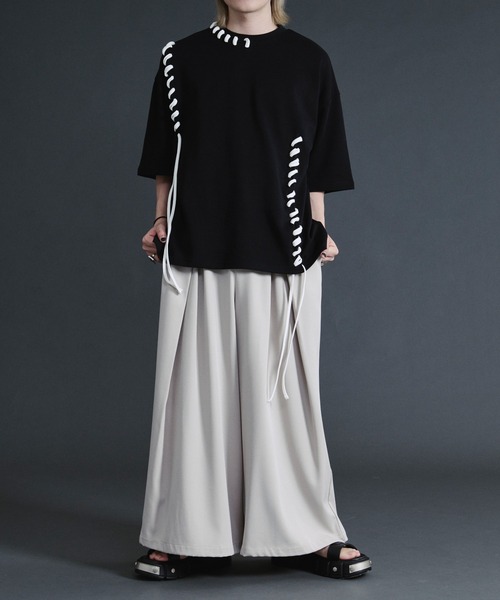 Ellno Loset(エルノロゼット)の「ステッチデザインスムースTシャツ(Tシャツ/カットソー・メンズ・ブラック/オフホワイト・SMALL/MEDIUM/LARGE)」の19枚目の写真