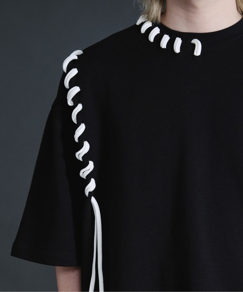 Ellno Loset(エルノロゼット)の「ステッチデザインスムースTシャツ(Tシャツ/カットソー・メンズ・ブラック/オフホワイト・SMALL/MEDIUM/LARGE)」の17枚目の写真