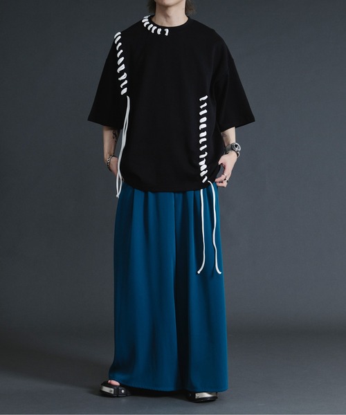 Ellno Loset(エルノロゼット)の「ステッチデザインスムースTシャツ(Tシャツ/カットソー・メンズ・ブラック/オフホワイト・SMALL/MEDIUM/LARGE)」の21枚目の写真