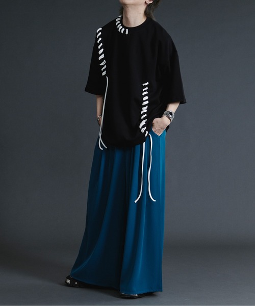 Ellno Loset(エルノロゼット)の「ステッチデザインスムースTシャツ(Tシャツ/カットソー・メンズ・ブラック/オフホワイト・SMALL/MEDIUM/LARGE)」の22枚目の写真