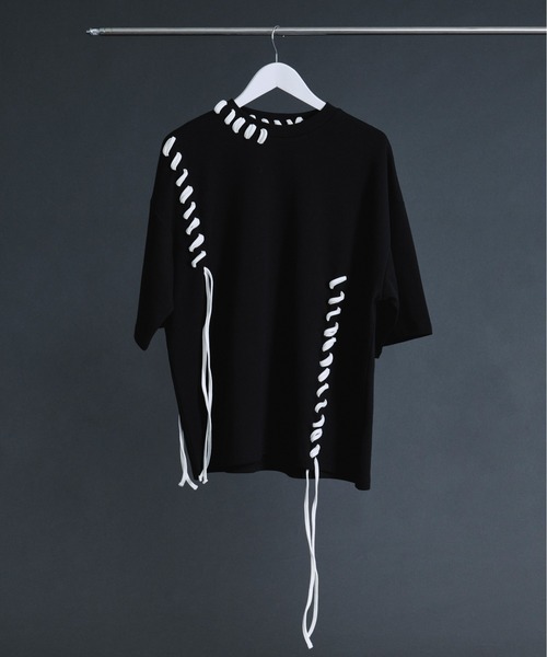 Ellno Loset(エルノロゼット)の「ステッチデザインスムースTシャツ(Tシャツ/カットソー・メンズ・ブラック/オフホワイト・SMALL/MEDIUM/LARGE)」の7枚目の写真