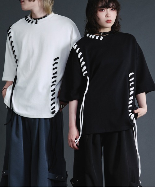 Ellno Loset(エルノロゼット)の「ステッチデザインスムースTシャツ(Tシャツ/カットソー・メンズ・ブラック/オフホワイト・SMALL/MEDIUM/LARGE)」の5枚目の写真