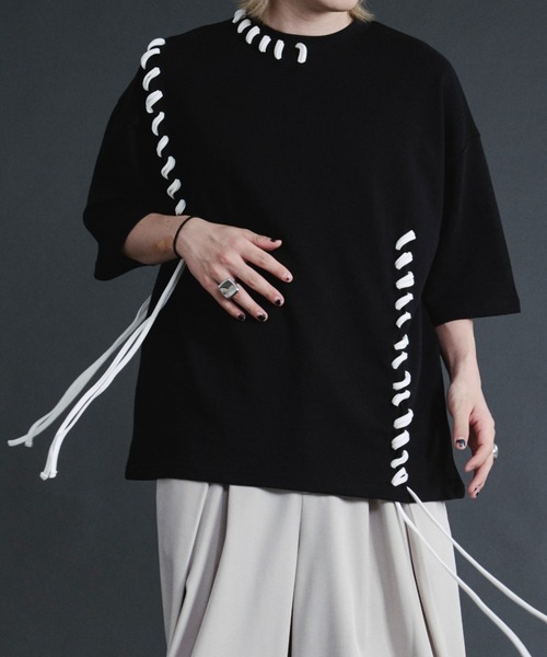 Ellno Loset(エルノロゼット)の「ステッチデザインスムースTシャツ(Tシャツ/カットソー・メンズ・ブラック/オフホワイト・SMALL/MEDIUM/LARGE)」の11枚目の写真