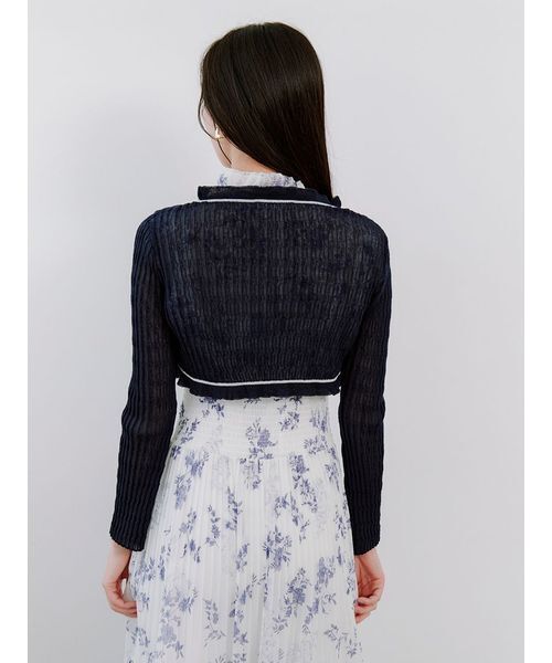 SNIDEL（スナイデル）の「ボレロシアーカーディガン（カーディガン/ボレロ・レディース・ネイビー/ピンク/アイボリー・F）」の6枚目の写真