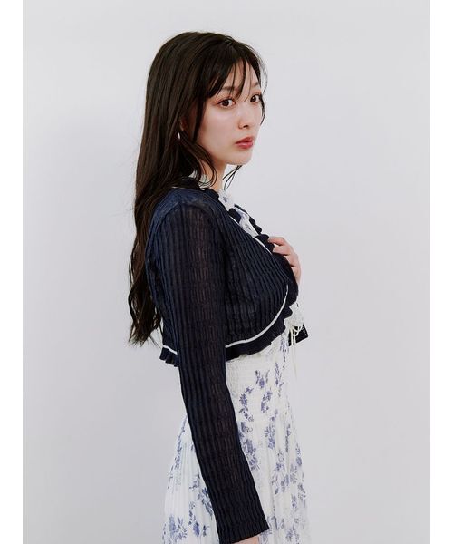 SNIDEL（スナイデル）の「ボレロシアーカーディガン（カーディガン/ボレロ・レディース・ネイビー/ピンク/アイボリー・F）」の7枚目の写真