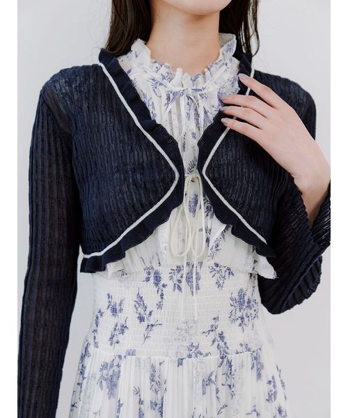 SNIDEL（スナイデル）の「ボレロシアーカーディガン（カーディガン/ボレロ・レディース・ネイビー/ピンク/アイボリー・F）」の8枚目の写真