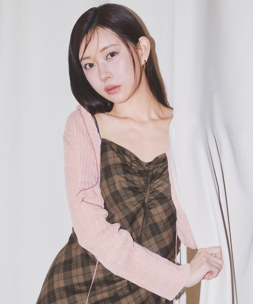 SNIDEL（スナイデル）の「ボレロシアーカーディガン（カーディガン/ボレロ・レディース・ネイビー/ピンク/アイボリー・F）」の3枚目の写真