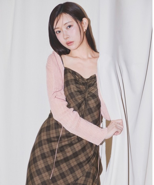 SNIDEL（スナイデル）の「ボレロシアーカーディガン（カーディガン/ボレロ・レディース・ネイビー/ピンク/アイボリー・F）」の5枚目の写真