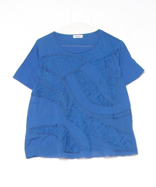 プランテーション Plantation 半袖カットソー サイズM グレー×黒×ベージュ レディース トップス Plantation プランテーション カットソー 半袖 無地 ネイビー M