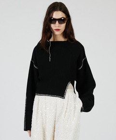 GRANCY】ZipDesign Asymmetry Knit / ジップデザイン アシンメトリー