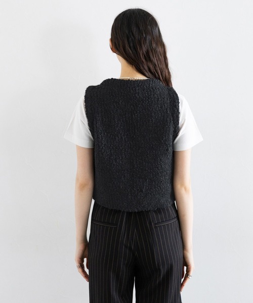 RAGEBLUE(レイジブルー)の「フロントフック/Vネックスラブニットベスト(ベスト・レディース・オフホワイト/ブラック・FREE)」の13枚目の写真