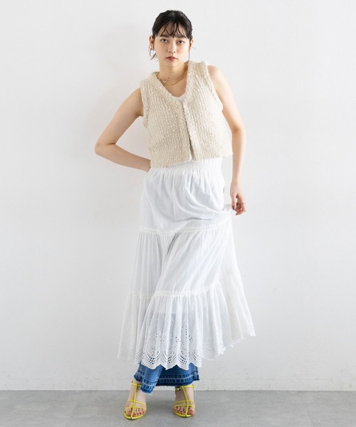 RAGEBLUE(レイジブルー)の「フロントフック/Vネックスラブニットベスト(ベスト・レディース・オフホワイト/ブラック・FREE)」の21枚目の写真