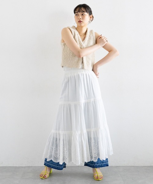 RAGEBLUE(レイジブルー)の「フロントフック/Vネックスラブニットベスト(ベスト・レディース・オフホワイト/ブラック・FREE)」の22枚目の写真