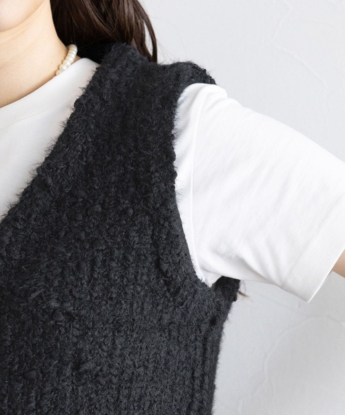 RAGEBLUE(レイジブルー)の「フロントフック/Vネックスラブニットベスト(ベスト・レディース・オフホワイト/ブラック・FREE)」の17枚目の写真