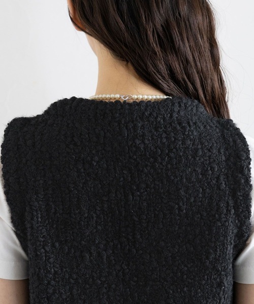 RAGEBLUE(レイジブルー)の「フロントフック/Vネックスラブニットベスト(ベスト・レディース・オフホワイト/ブラック・FREE)」の14枚目の写真