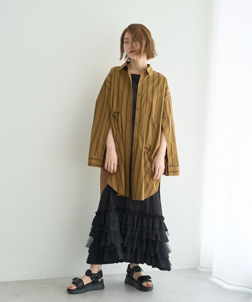 Editt by YECCA VECCA（エディットバイイェッカヴェッカ）の「2way袖デザインロングシャツ（シャツ/ブラウス・レディース・ブラック系その他2/イエロー系その他3/カーキ・FREE）」の20枚目の写真