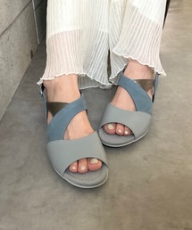 【日本製/本革/3E】異素材コンビサンダル
