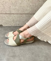 【日本製／本革／3E】異素材コンビサンダル