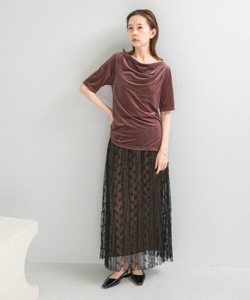 URBAN RESEARCH ROSSO WOMEN（アーバンリサーチ　ロッソ）の「シアーストレッチベロアカットソー（Tシャツ/カットソー・レディース・レッド系その他/オフホワイト・FREE）」の3枚目の写真