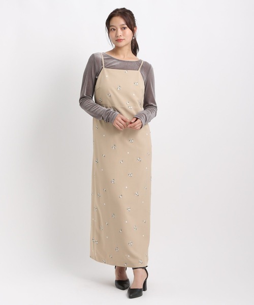 Andemiu（アンデミュウ）の「シシュウIラインキャミワンピース581446（ワンピース・レディース・ブラック/ベージュ・FREE）」の13枚目の写真