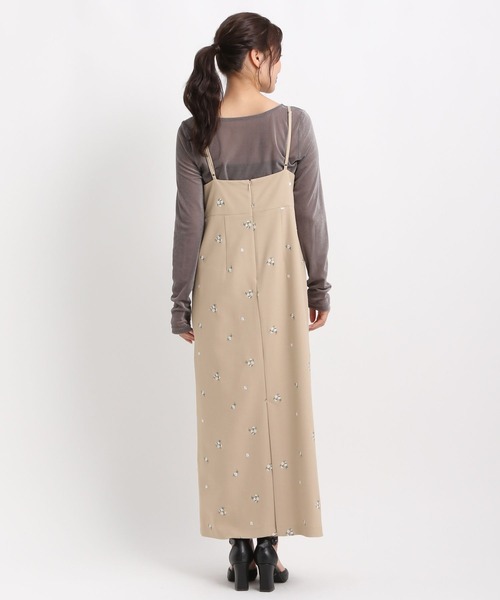 Andemiu（アンデミュウ）の「シシュウIラインキャミワンピース581446（ワンピース・レディース・ブラック/ベージュ・FREE）」の5枚目の写真