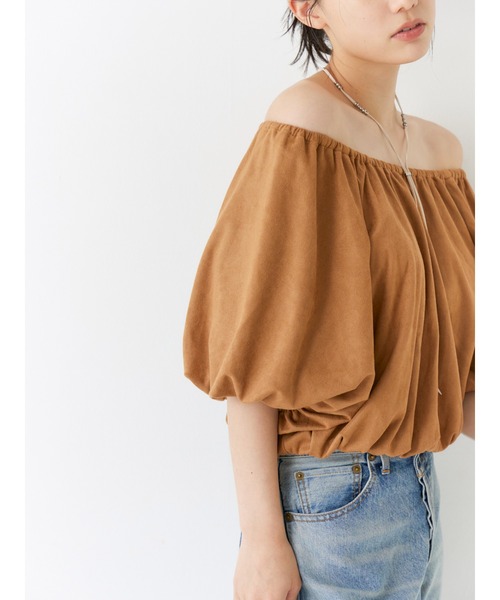 Ungrid（アングリッド）の「フェイクスウェードハーフスリーブバルーンブラウス（シャツ/ブラウス・レディース・キャメル/ベージュ・FREE）」の18枚目の写真