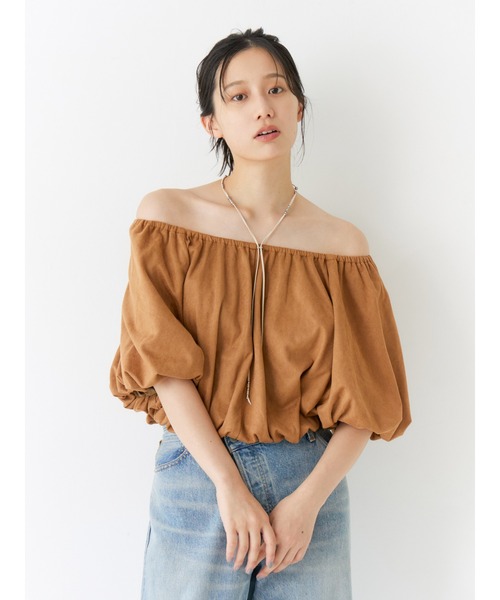 Ungrid（アングリッド）の「フェイクスウェードハーフスリーブバルーンブラウス（シャツ/ブラウス・レディース・キャメル/ベージュ・FREE）」の16枚目の写真
