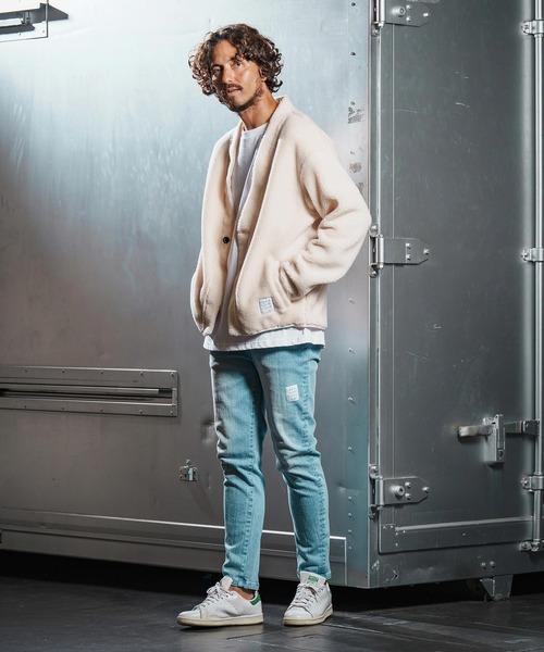 wjk reluxe（ダブルジェーケーリラックス）の「mcg3681-boa fleece X cardigan ボアフリースカーディガン(WR25W-08)（カーディガン/ボレロ・メンズ・ブラック/アイボリー/グレー・L/M/S）」の7枚目の写真