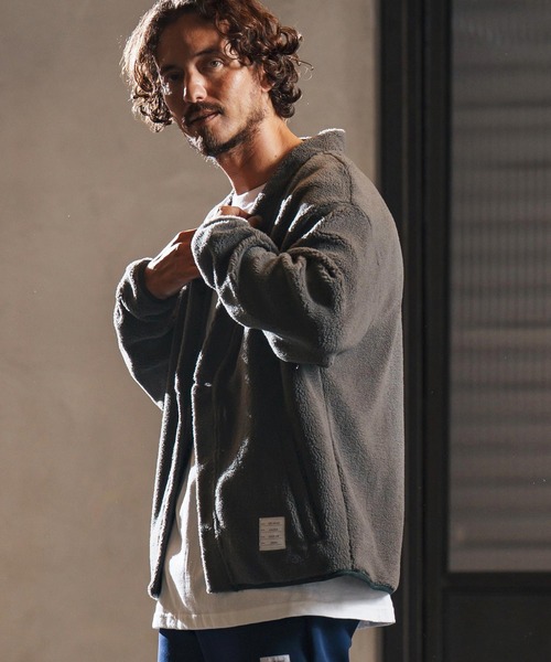 wjk reluxe（ダブルジェーケーリラックス）の「mcg3681-boa fleece X cardigan ボアフリースカーディガン(WR25W-08)（カーディガン/ボレロ・メンズ・ブラック/アイボリー/グレー・L/M/S）」の10枚目の写真