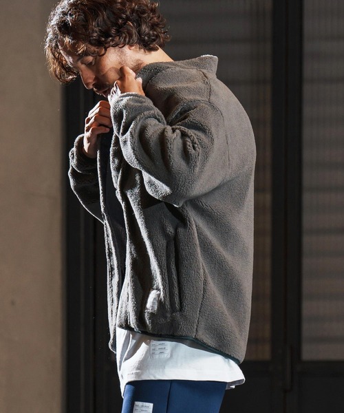 wjk reluxe（ダブルジェーケーリラックス）の「mcg3681-boa fleece X cardigan ボアフリースカーディガン(WR25W-08)（カーディガン/ボレロ・メンズ・ブラック/アイボリー/グレー・L/M/S）」の11枚目の写真